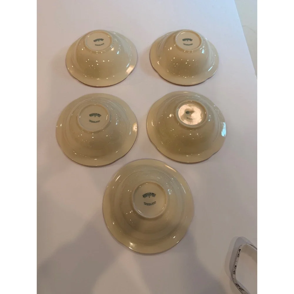 Johnson Brothers Old Britain Castles Pink Fruit Bowls Set of 5 Denbigh Castle